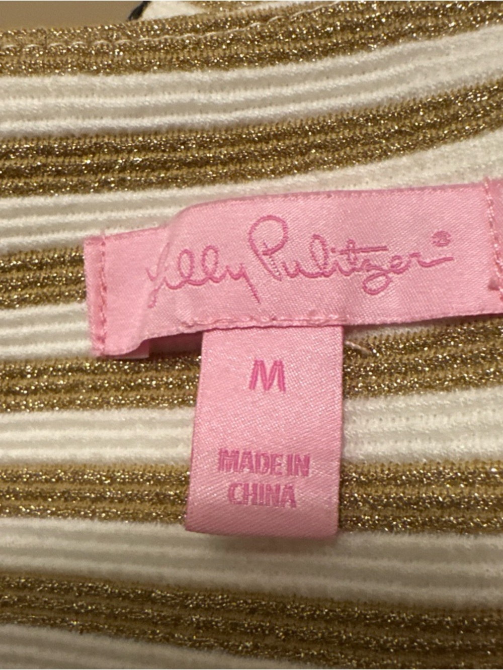 Lilly Pulitzer Gold and white Striped V-Notch Fit & Flare Midi Dress - Picture 6 of 6